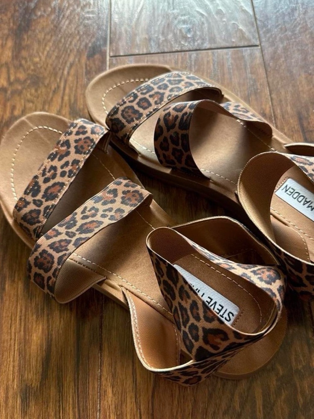 Steve Madden Leopard Print Slide Sandals - Brown/Black
